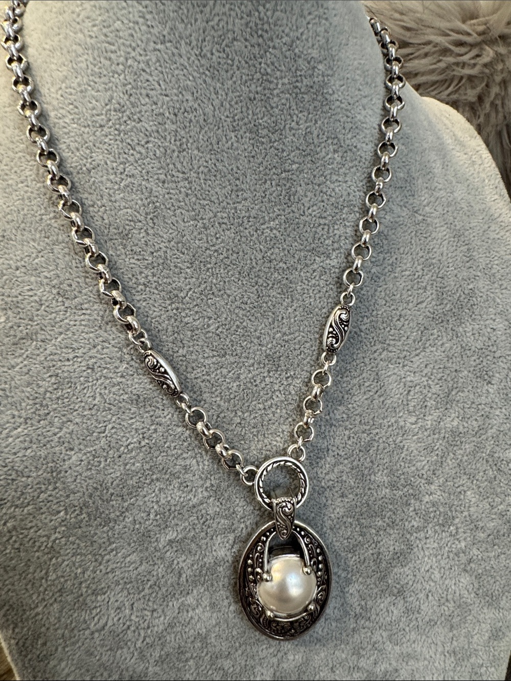 Brighton Silver Pearl Pendant Necklace - Women Jewelry